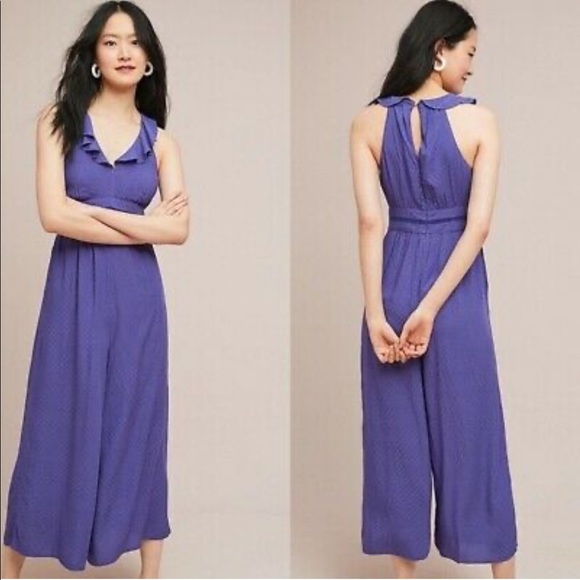 Anthropologie Pants - Anthropologie Maeve Syros Ruffled Jumpsuit Blue 4P